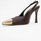 Flare - Brown Gold Detail Heeled Shoe (Women)