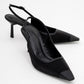 Alive - Black Satin Matte Toe Detail Heeled Shoe (Women)