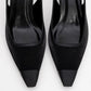 Alive - Black Satin Matte Toe Detail Heeled Shoe (Women)