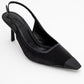 Alive - Black Satin Matte Toe Detail Heeled Shoe (Women)