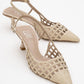 Heaven - Beige Knitted Open-Back Slingback Low Heel Shoe (Women)