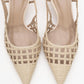 Heaven - Beige Knitted Open-Back Slingback Low Heel Shoe (Women)