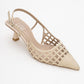 Heaven - Beige Knitted Open-Back Slingback Low Heel Shoe (Women)