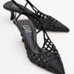 Heaven - Black Knitted Open-Back Slingback Low Heel Shoe (Women)