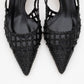 Heaven - Black Knitted Open-Back Slingback Low Heel Shoe (Women)