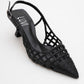 Heaven - Black Knitted Open-Back Slingback Low Heel Shoe (Women)