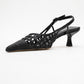 Heaven - Black Knitted Open-Back Slingback Low Heel Shoe (Women)