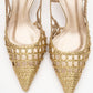 Heaven - Gold Knitted Open-Back Slingback Low Heel Shoe (Women)
