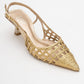 Heaven - Gold Knitted Open-Back Slingback Low Heel Shoe (Women)