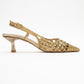 Heaven - Gold Knitted Open-Back Slingback Low Heel Shoe (Women)