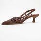 Heaven - Dark Cognac Open Back Low Heel Pump (Women)