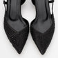 Sella - Black Jeweled Low Heel Shoe (Women)