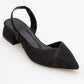 Sella - Black Jeweled Low Heel Shoe (Women)