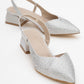 Sella - Silver Jeweled Low Heel Shoe (Women)