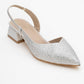 Sella - Silver Jeweled Low Heel Shoe (Women)