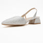 Sella - Silver Jeweled Low Heel Shoe (Women)
