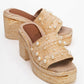 Rayne - Beige Straw Pearl Platform Heel Mule (Women)