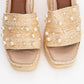 Rayne - Beige Straw Pearl Platform Heel Mule (Women)
