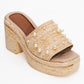 Rayne - Beige Straw Pearl Platform Heel Mule (Women)