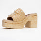 Rayne - Beige Straw Pearl Platform Heel Mule (Women)