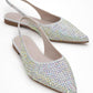 Ida - Silver Pointed Toe Open-Back Ballet Flat (Women)