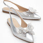 Oriol - Silver Pointed Toe Open-Back Ballet Flat (Women)