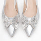 Oriol - Silver Pointed Toe Open-Back Ballet Flat (Women)