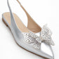 Oriol - Silver Pointed Toe Open-Back Ballet Flat (Women)