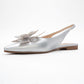 Oriol - Silver Pointed Toe Open-Back Ballet Flat (Women)