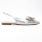 Oriol - Silver Pointed Toe Open-Back Ballet Flat (Women)