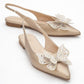 Oriol - Gold Pointed Toe Open-Back Ballet Flat (Women)