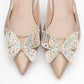 Oriol - Gold Pointed Toe Open-Back Ballet Flat (Women)