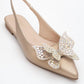 Oriol - Gold Pointed Toe Open-Back Ballet Flat (Women)