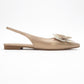 Oriol - Gold Pointed Toe Open-Back Ballet Flat (Women)