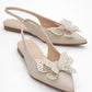 Oriol - Beige Pointed Toe Open-Back Ballet Flat (Women)