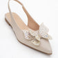 Oriol - Beige Pointed Toe Open-Back Ballet Flat (Women)