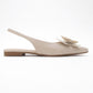 Oriol - Beige Pointed Toe Open-Back Ballet Flat (Women)