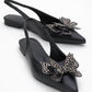 Oriol - Black Pointed Toe Open-Back Ballet Flat (Women)