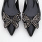 Oriol - Black Pointed Toe Open-Back Ballet Flat (Women)
