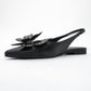 Oriol - Black Pointed Toe Open-Back Ballet Flat (Women)