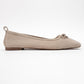 Sosa - Beige Suede Genuine Leather Square Toe Bow Ballet Flat (Women)