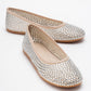 Runway Beige Mesh Embellished Ballet Flat (Women)