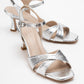 Melin - Silver Patterned Cross-Strap Heeled Shoe (Women)