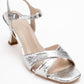 Melin - Silver Patterned Cross-Strap Heeled Shoe (Women)