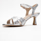 Melin - Silver Patterned Cross-Strap Heeled Shoe (Women)