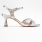 Melin - Silver Patterned Cross-Strap Heeled Shoe (Women)