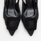 Ensley - Black Knitted Buckle-Detail Backless High Heel Shoe (Women)