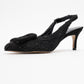 Ensley - Black Knitted Buckle-Detail Backless High Heel Shoe (Women)