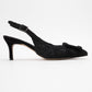 Ensley - Black Knitted Buckle-Detail Backless High Heel Shoe (Women)