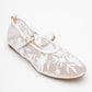 Juny White Mesh Floral Embroidery Ballet Flat (Women)